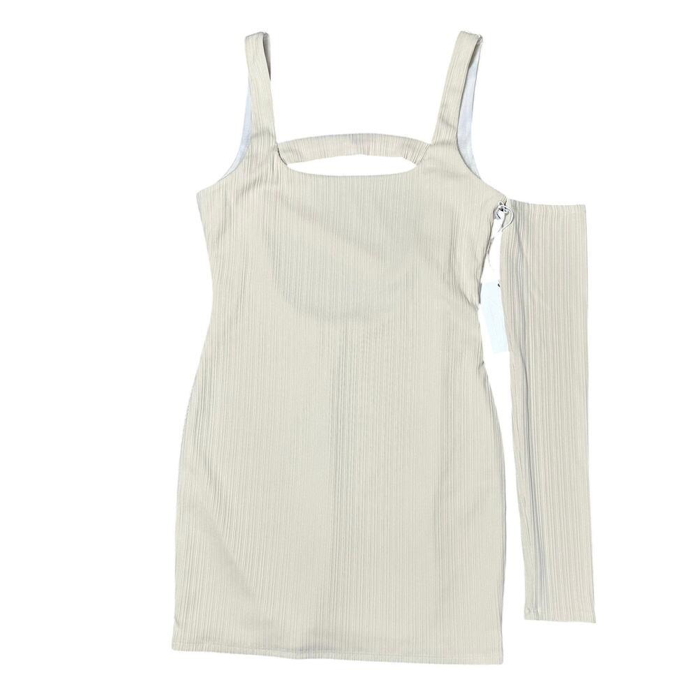 Revolve Not Yours To Keep Cream Ribbed Mini Dress NEW